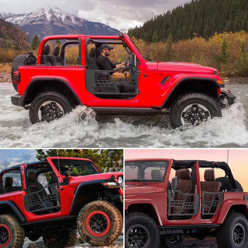 OPENROAD Off-Road Tubular Half Doors — Set of 4 Fat-Tube Safari Doors for Jeep Wrangler JL (2018–2023)