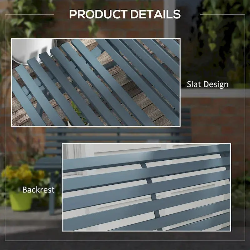 Outsunny 48.5-Inch Aluminum Garden Bench – Lightweight, Slatted Patio Seating for Outdoor Spaces