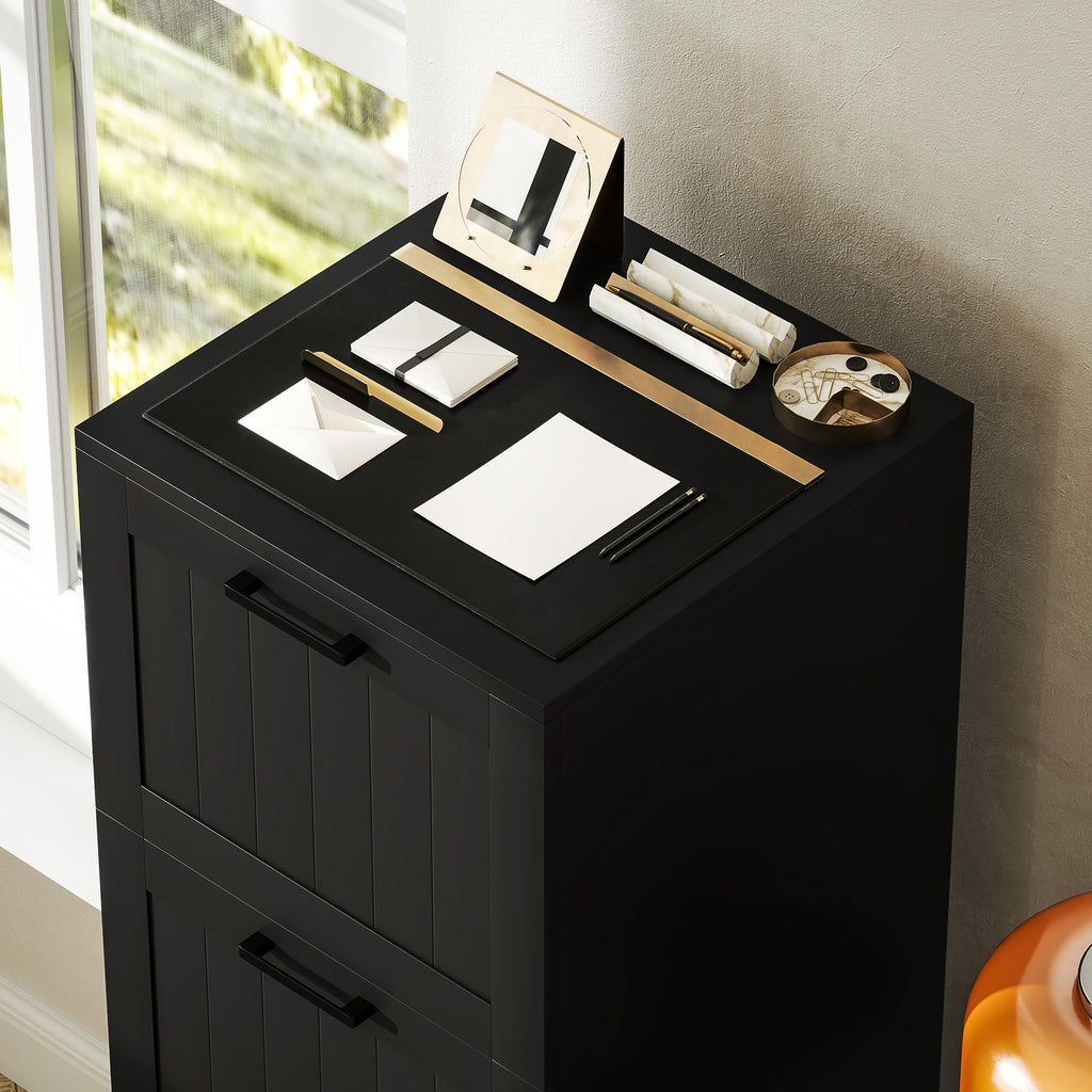 HOMCOM Aktenschrank mit 4 Schubladen mit verstellbarer Schienenführung und 2 Schlössern, aus Holz, 40x40x131 cm, Schwarz