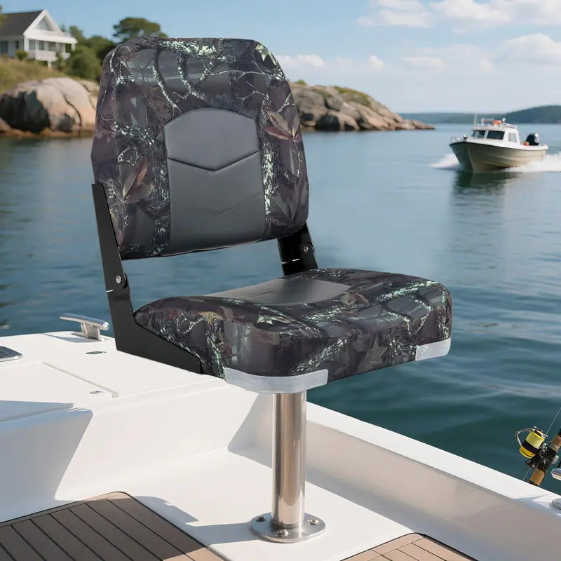 Pair of Waterproof Camo Boat Seats Designed for Fishing Captains and Marine Use