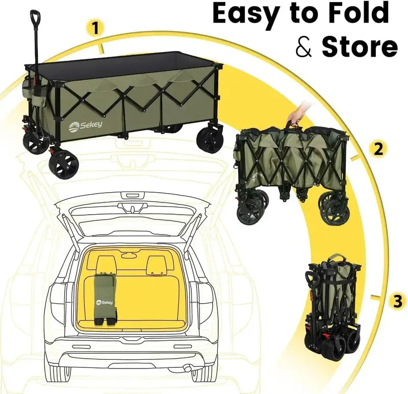 Sekey 48″ Extended Folding Travel Cart – 440 lb Load Rating, Multi-Use Garden & Transport Solution