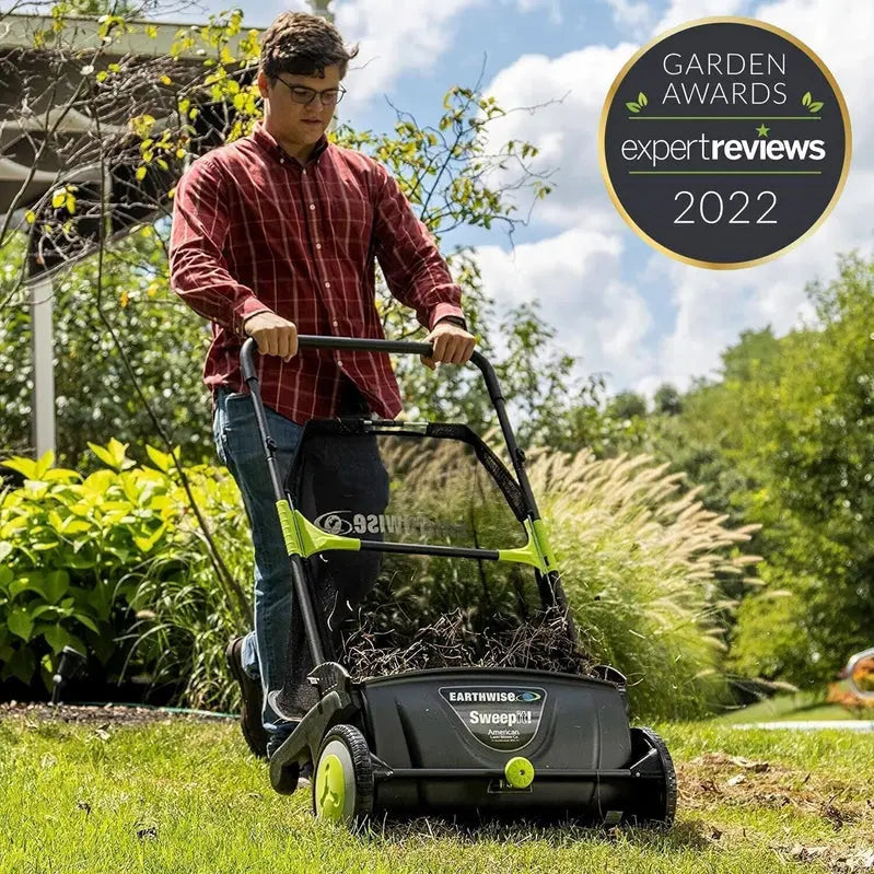 Heavy-Duty 21-Inch Manual Lawn Sweeper with 26-Gallon Collection Bag
