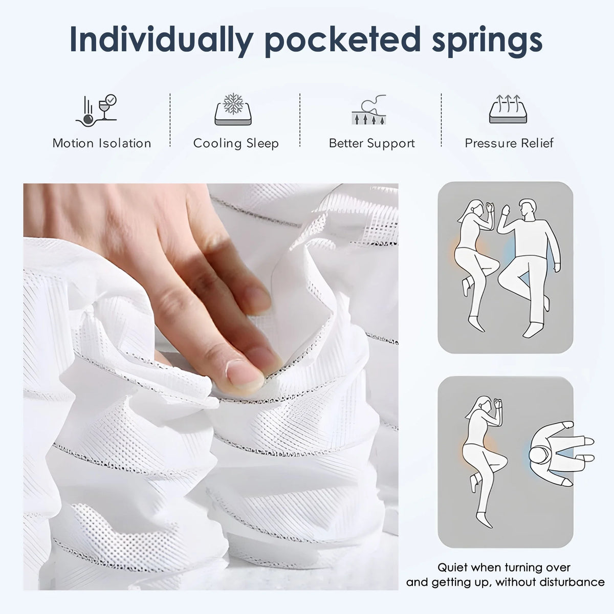 SOGES Adult 10 in King Hybrid Mattress Memory Foam Mattress Medium Firm Pocket Spring Bed Mattress