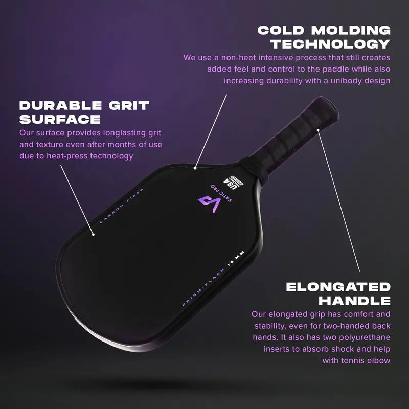 Vatic Pro Prism Carbon Fiber Pickleball Paddle 16mm – Foam Edge, Enhanced Durability, USAPA Approved