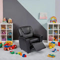PVC Kids Recliner with Push-Back Mechanism, Cup Holder, and Adjustable Footrest