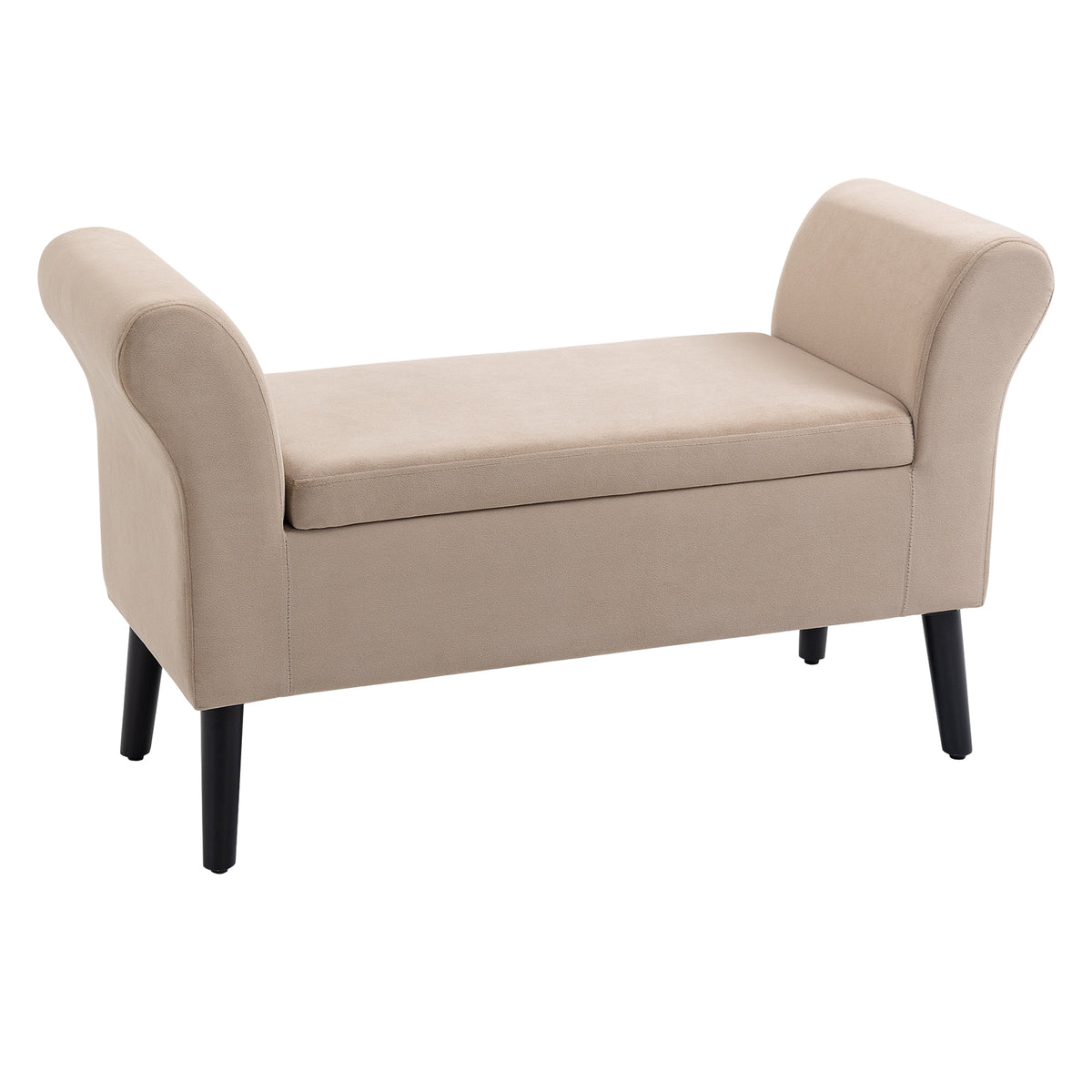 HOMCOM Polsterbank mit Stauraum, Truhenbank mit Armlehnen, 46 cm Sitzhöhe, samtartiges Polyester, 111,5 x 41 x 65 cm, Beige