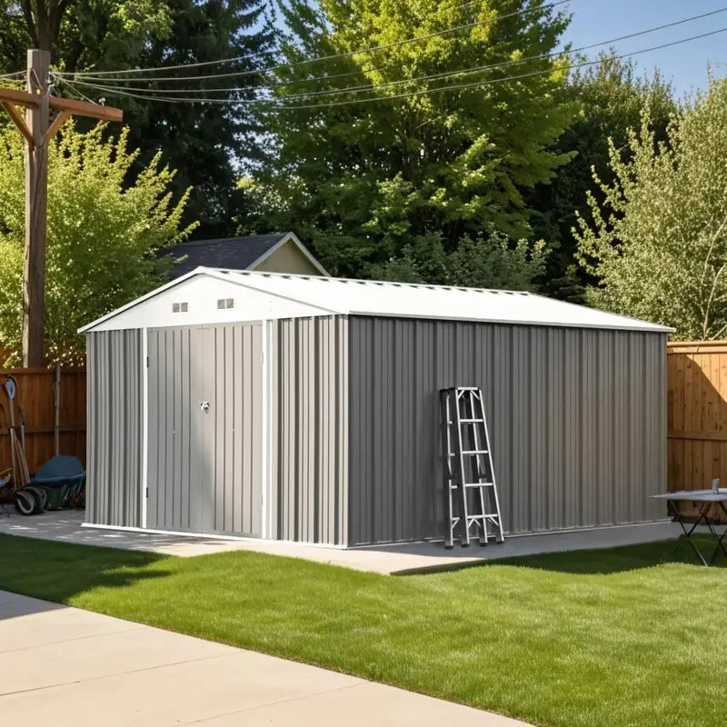 Patiowell 5′ x 3′ Lockable Metal Tool Shed – Sloped-Roof Outdoor Storage Unit for Yard and Garage