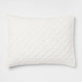 Standard Luxe Diamond Stitch Velvet Quilt Sham Ivory - Threshold