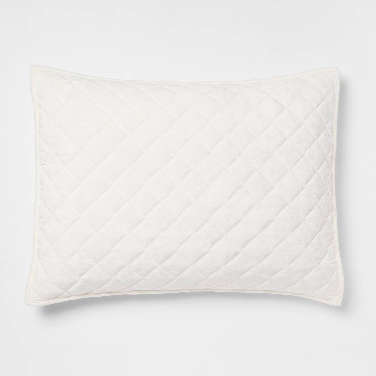 Standard Luxe Diamond Stitch Velvet Quilt Sham Ivory - Threshold