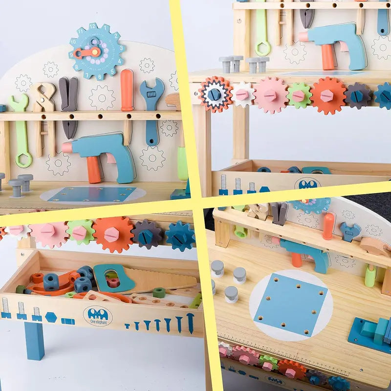Wooden Kids' Tool Workbench – Hands-On Construction Play Table with Integrated Tool Set