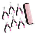 WORKPRO 6-Piece Mini Pliers Set in Pink Ribbon Pouch