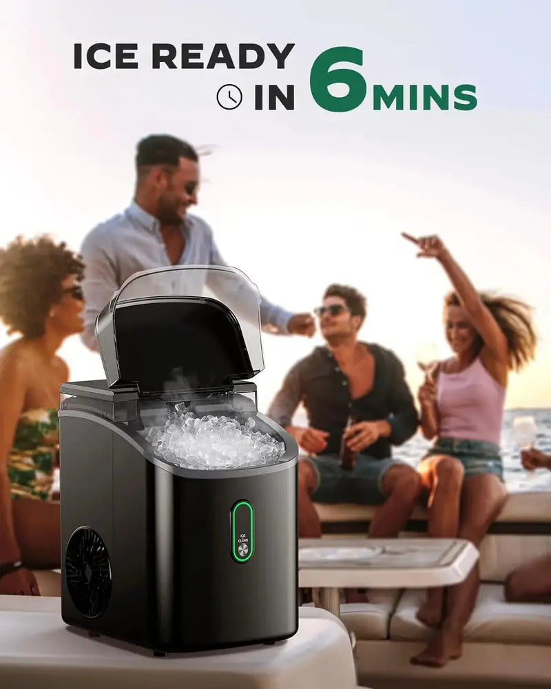 Silonn Countertop Nugget Ice Maker – 33 lbs/Day Pebble Ice, One-Touch Operation, Self-Cleaning Function