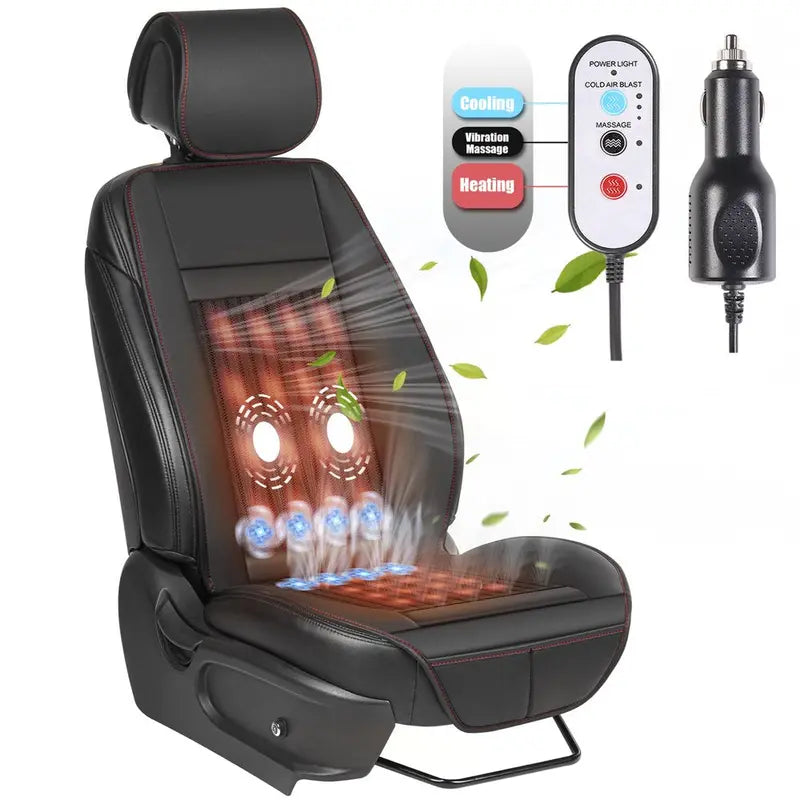 Paffenery 3-in-1 Heated Cooling Car Seat Cover with Massage, Universal Fit, Leather, 12-24V
