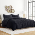 Solid 3 Piece Duvet Cover Sets, 19 Colors - Ultra Soft, Easy Care, Wrinkle Free - Becky Cameron / Black, Full/Queen
