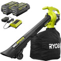 RYOBI RY40451-2B Cordless Leaf Vacuum & Mulcher – 40V, Includes Two 5.0 Ah Batteries and Charger