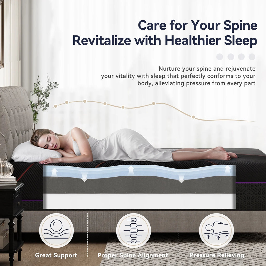 Sailvan Full Size Mattress, 12 in Memory Foam Mattress in a Box, Medium Firm Mattress Full Size with Upgrade 7 - Zone Support, Motion Isolation & Certipur - US for Pressure Relief, Black