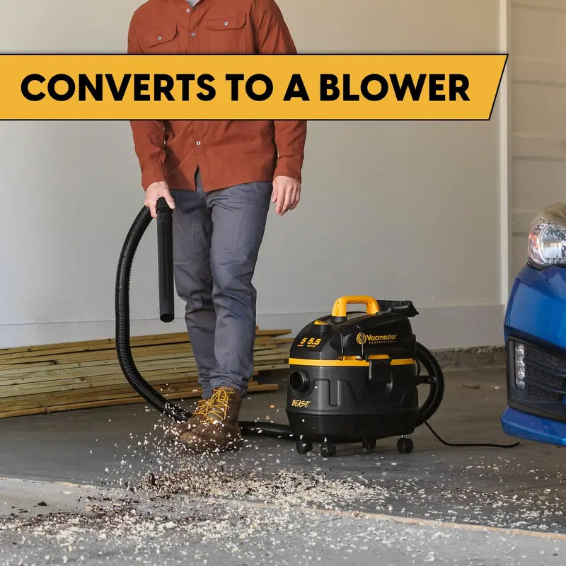 Vacmaster 5-Gallon 5.5 Peak HP Wet/Dry Vacuum with High-Performance Motor and 9 Accessories