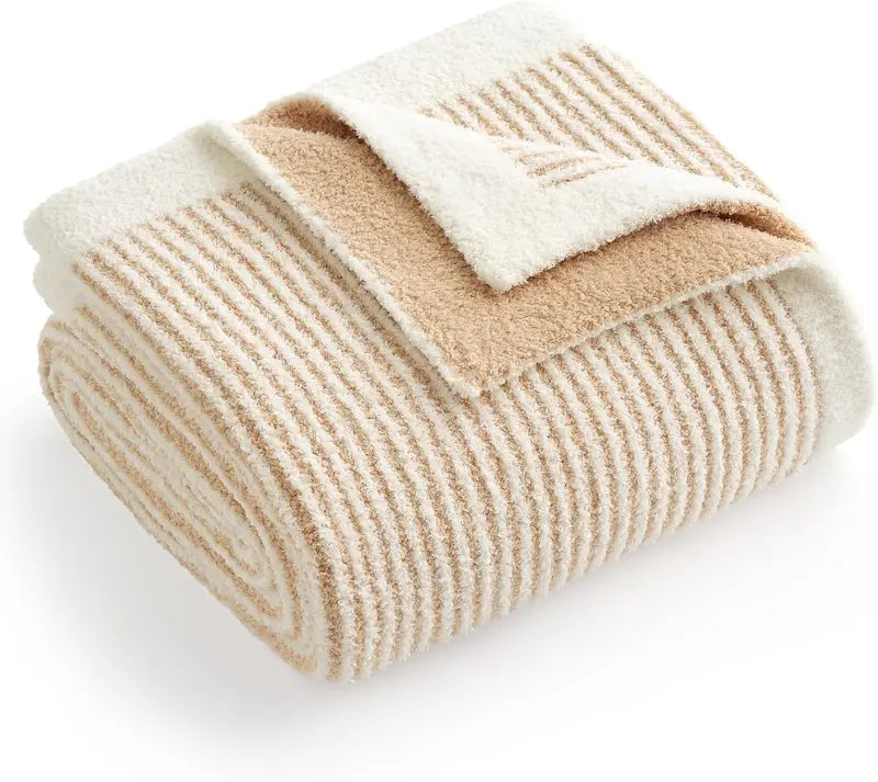 Reversible Ribbed Knit Throw Blanket – Soft Dual-Texture Sofa & Bed Cover