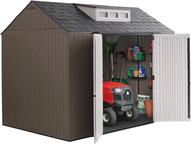 Rubbermaid Weather-Resistant Garden Shed – 2.13m x 2.13m with Floor, Grey Finish