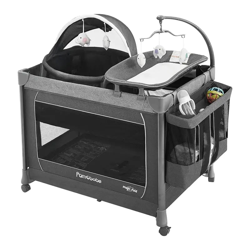 Pamo Babe Heavy-Duty Baby Playpen – Sturdy Steel Frame Convertible Crib and Safe Play Area