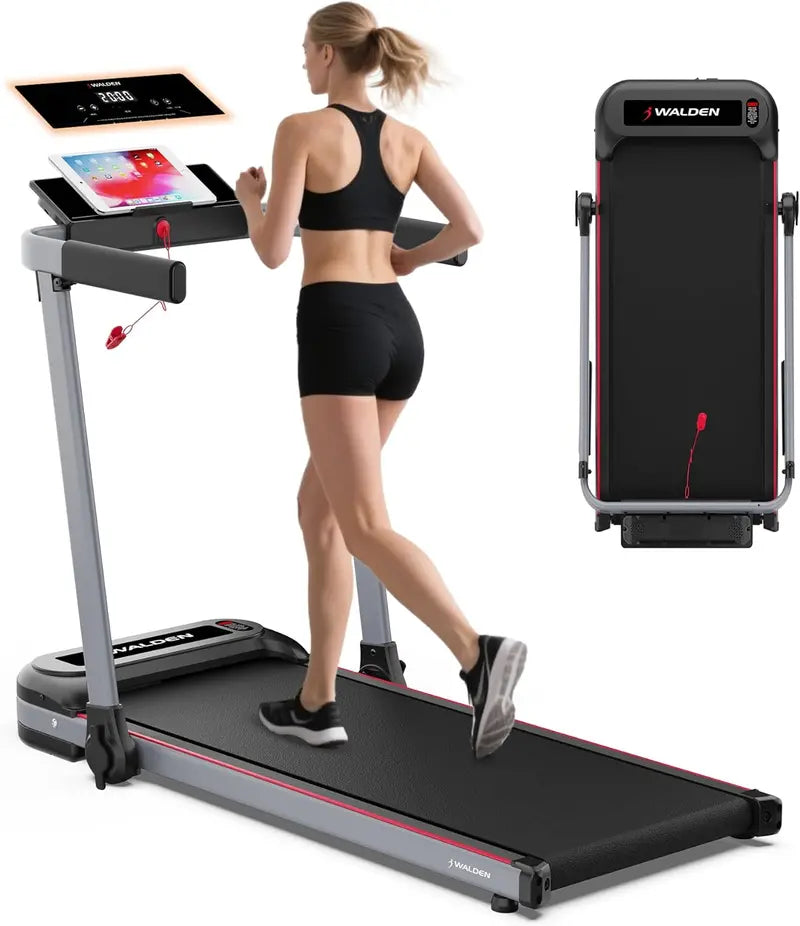 Walden Sports Folding Electric Treadmill — Lightweight Portable Running Machine with LCD Monitor and Handlebars