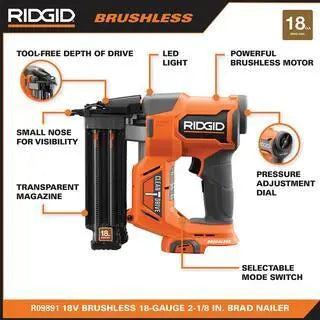 RIDGID 18V Brushless Cordless Nailer Combo Kit – Brad and Finish Nailers, Dual Batteries, Fast Charger, and Pro-Grade Build Quality