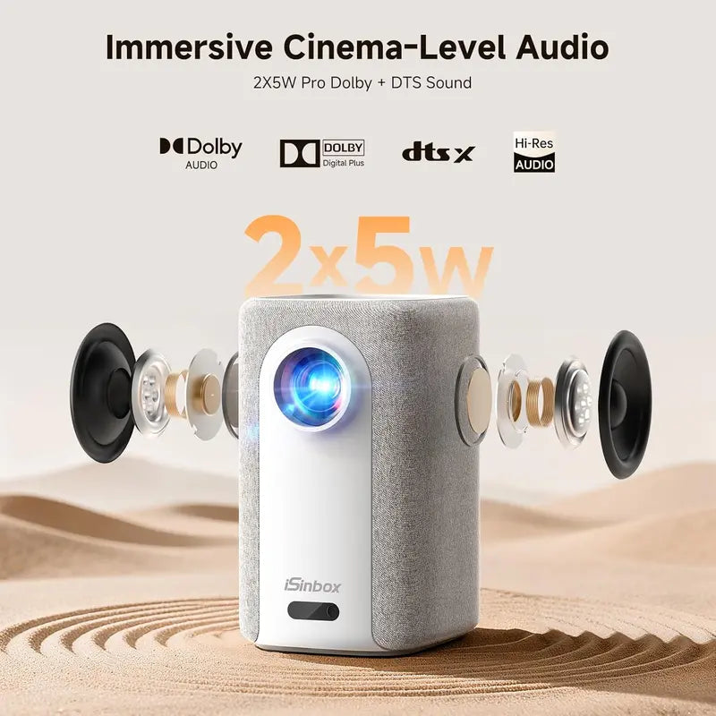 Short-Throw 4K Outdoor Projector: 1200 ANSI Lumens, Built-in Streaming Apps, WiFi & Bluetooth Enabled
