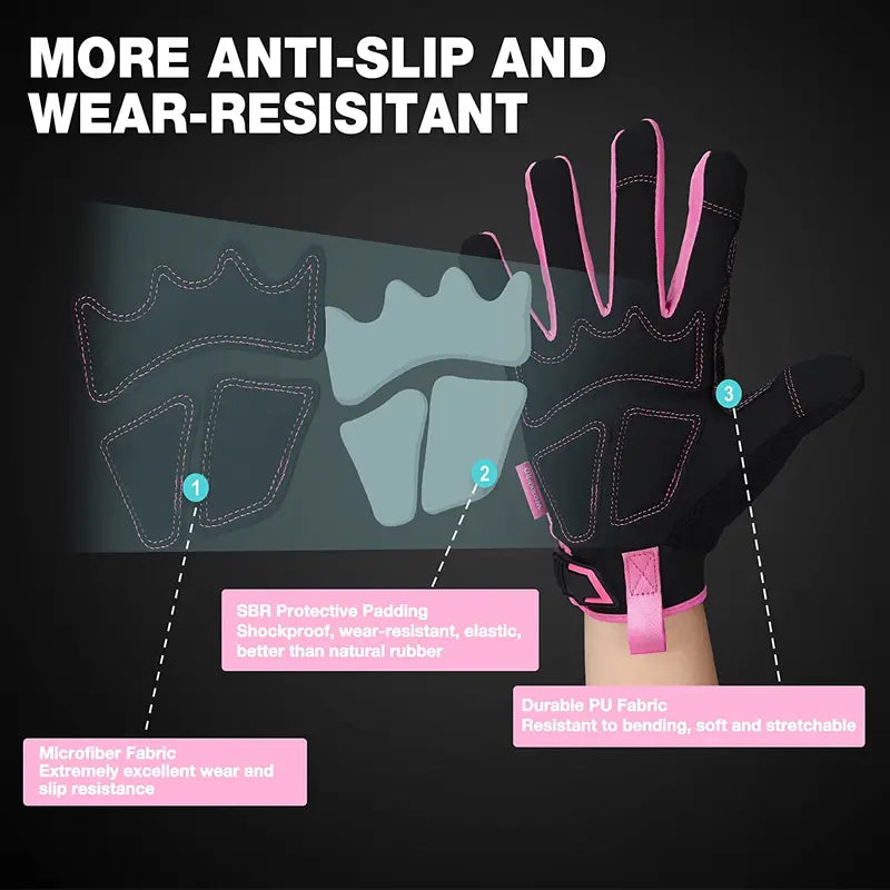 WORKPRO Touchscreen Safety Work Gloves – Terry-Lined, Non-Slip Pink Gloves (M/L)