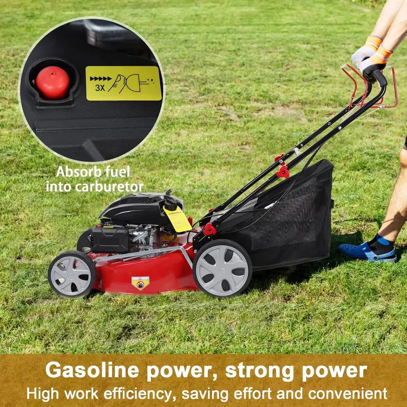 Self-Propelled Gas Lawn Mower with 141cc Engine, 50L Grass Catcher & Large Wheels