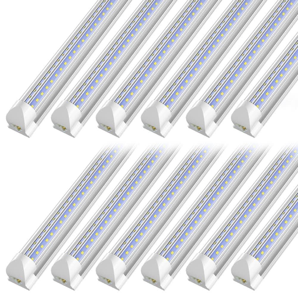 SHOPLED LED Shop Light 8ft, 72W 9360LM 6000K Cool White,High Output Linkable Tube Lights Fixture, V Shape, T8 8 Foot LED