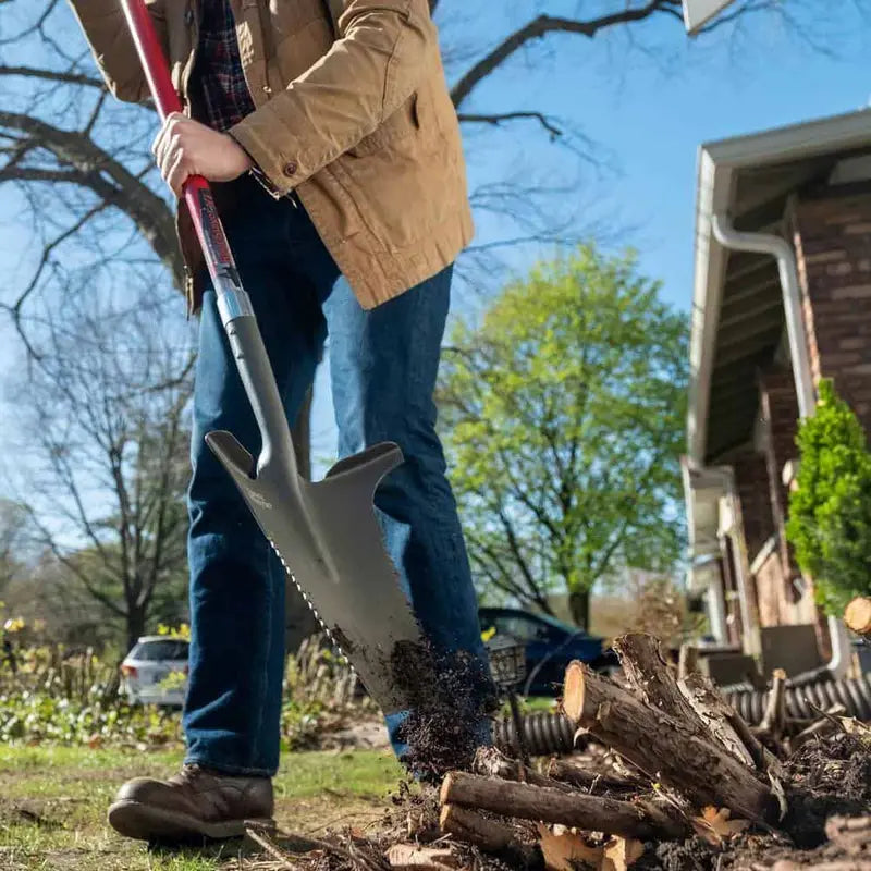 Radius Garden Root Slayer XL Shovel, 57.5 in, Carbon Steel Blade, Fiberglass Handle, Heavy-Duty Gardening Tool
