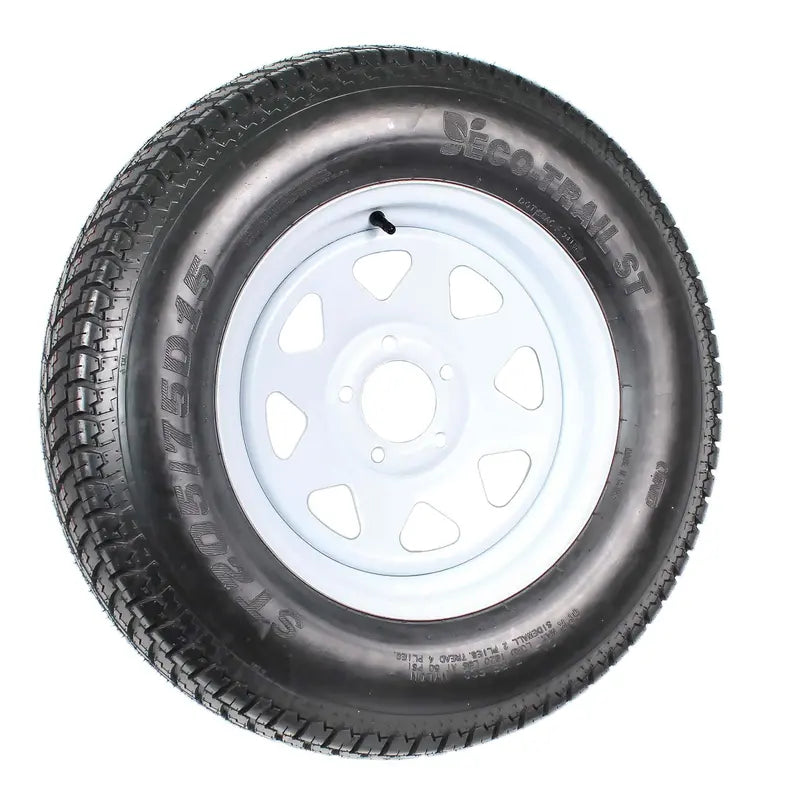 Pair of ST205/75D15 Trailer Tires Mounted on 15-Inch White-Spoked Rims (Load Range C)