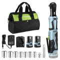 WORKPRO 12V Cordless Electric Ratchet Wrench – 3/8″ Drive, 40 Ft-lbs Torque, Includes 9-Piece Accessory Kit
