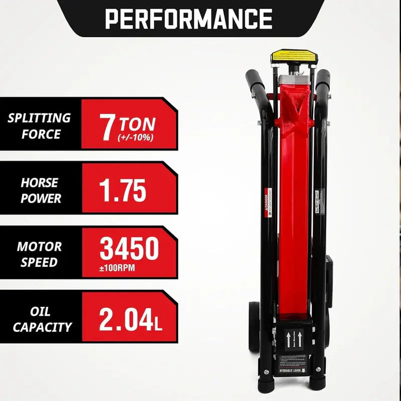 PowerSmart 7-Ton Electric Log Splitter – Horizontal Full-Beam Design with 3500 RPM Motor, Steel Wedge, and 15-Amp Efficiency
