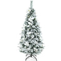 Slim Snow-Flocked Pencil Christmas Tree with White Berries – Hinged Artificial Xmas Tree
