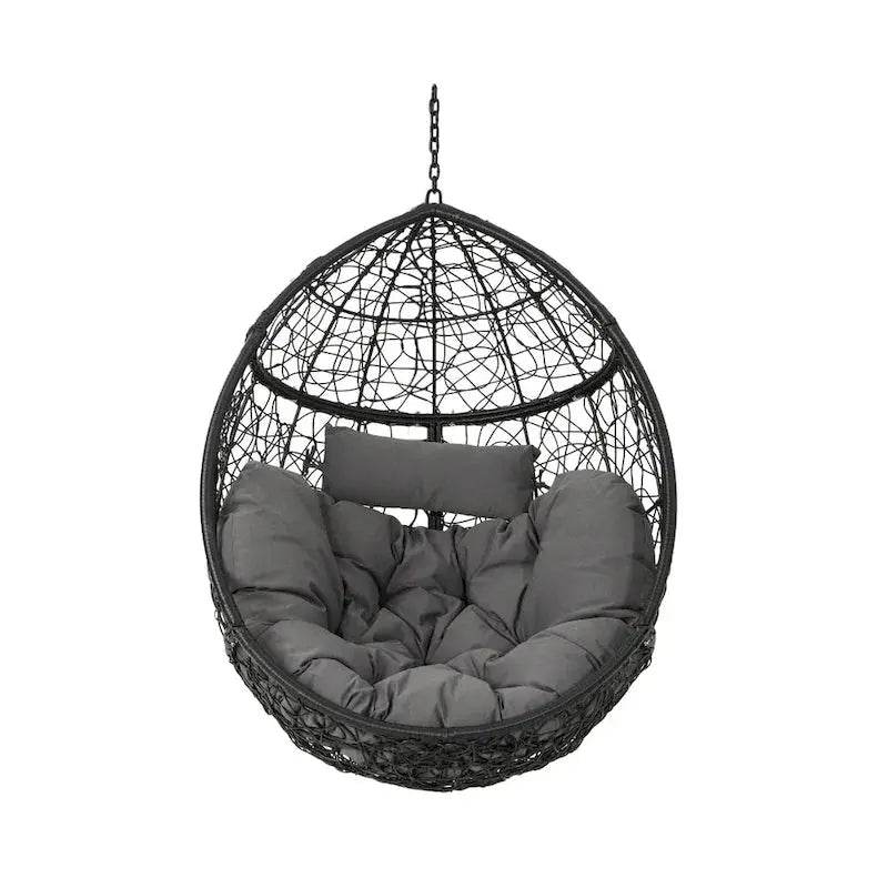 Waterproof Hanging Wicker Egg Chair – Outdoor Hammock Seat with Cushions, 300 lb Capacity