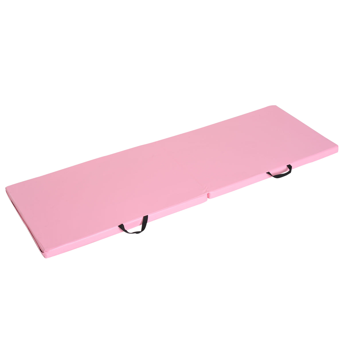 HOMCOM Gymnastikmatte Yoga Pilates Fitness faltbar tragbarer Großkomfort 180L x 60B x 5H cm synthetische Beschichtung Rosa
