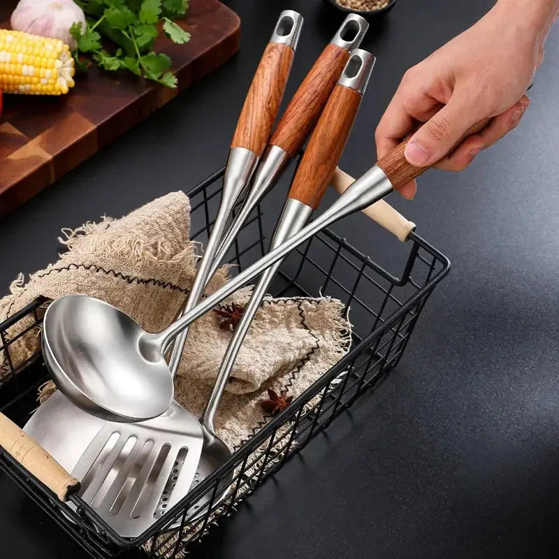 Morve 7-Piece Stainless Steel Kitchen Tool Set – Includes Storage Stand, Heat-Resistant Utensils for All Cooking Tasks