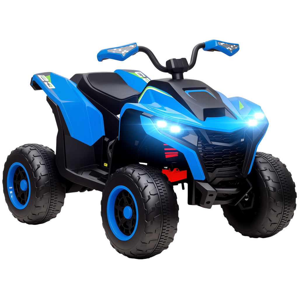 AIYAPLAY Elektroquad für Kinder, 3-6 km/h, LED-Scheinwerfer, Musik, USB, für 3-8 Jahre, Blau