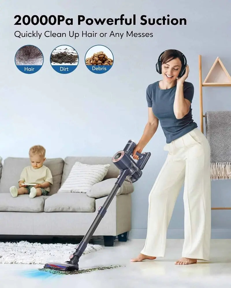 Homeika H016 Cordless Vacuum – 20KPa Suction, 200W Motor, 1.5L Dustbin, Blue LED Display, Lightweight Design