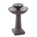 Smart Solar Riverstone 2-Tier Solar Fountain – Brown GFRC Construction, No Wiring Required, 6-Hour Runtime