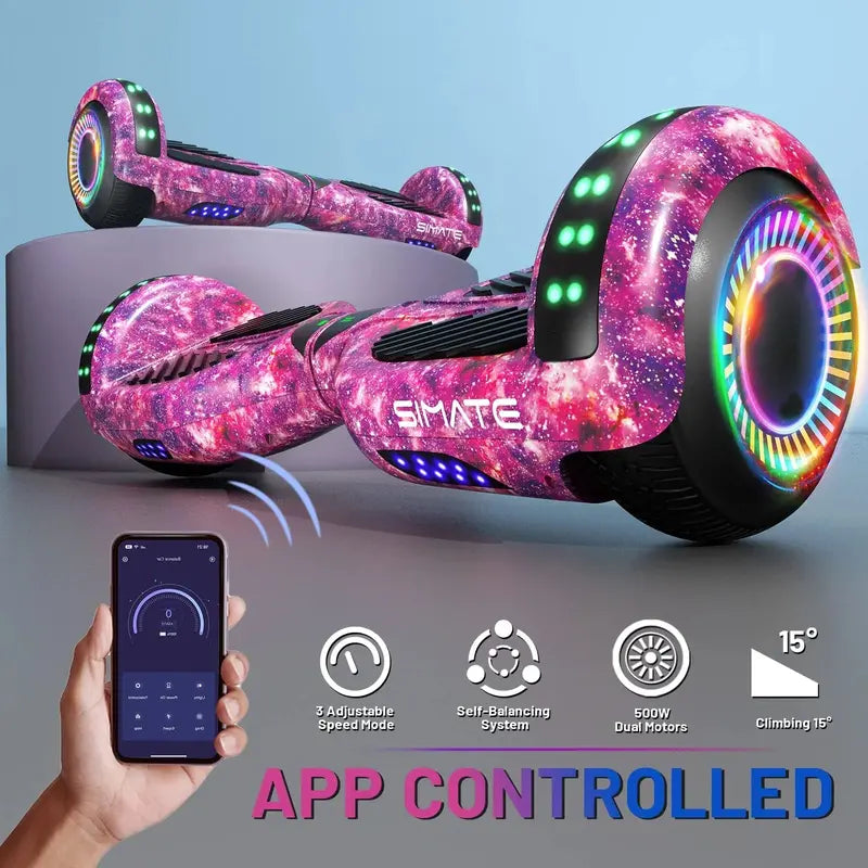 SIMATE 6.5-Inch Bluetooth Hoverboard with RGB LED Lighting