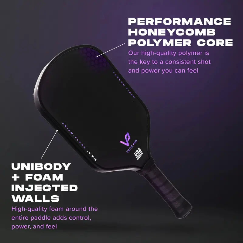 Vatic Pro Prism Carbon Fiber Pickleball Paddle 16mm – Foam Edge, Enhanced Durability, USAPA Approved