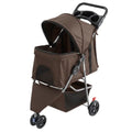 Ventilated Pet Stroller for Dogs & Cats with Mesh Canopy, Storage Basket, and Travel Accessories