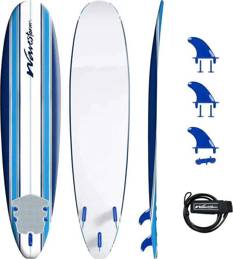 Wavestorm 8-Foot Soft-Top Surfboard – Foam-Cored Longboard for Beginners & All Skill Levels