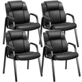 OLIXIS Ergonomic Reception Chairs Set of 4 – Black PU Leather, Metal Frame, Comfortable & Durable for Office & Waiting Room
