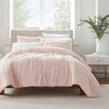 Serta Simply Clean Antimicrobial Pleated 3 Piece Comforter Set (Blush - Full - Queen)