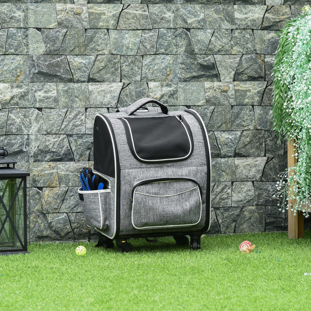 Pawhut 2-in-1 Hundetransporttasche Oxfordstoff Grau + Weiß + Schwarz