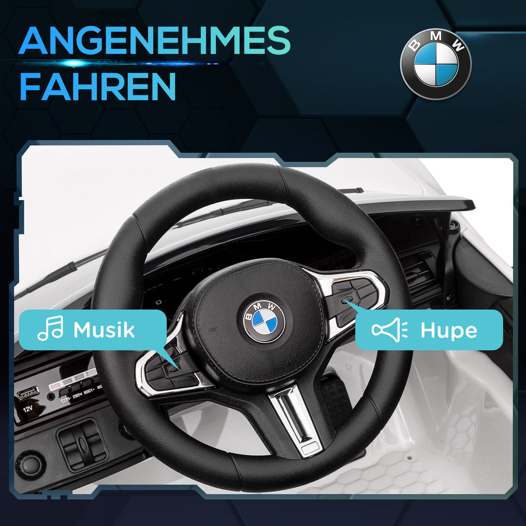 AIYAPLAY Elektro Kinderauto BMW M4, Sound & Licht, 3-5 km/h, inkl. Fernsteuerung, für 3-5 Jahre, Weiß