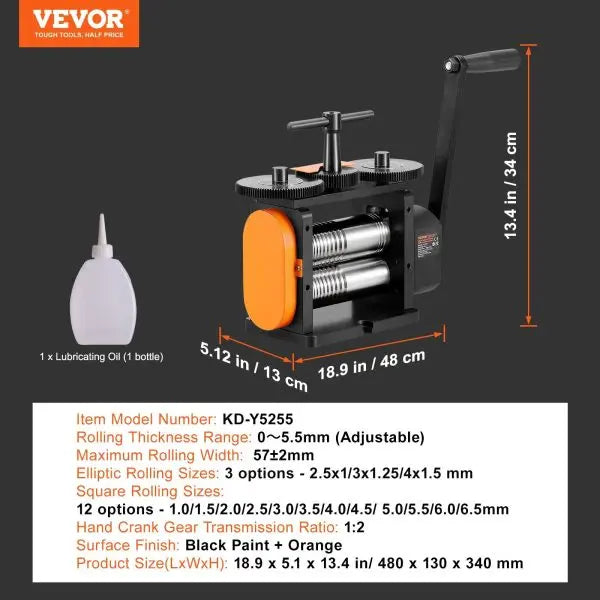 Vevor 3-in-1 Jewelry Rolling Mill – Multi-Function Machine with 57mm Max Rolling Width